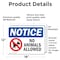 Signmission No Animals Allowed, 18 in W x Rectangle, Vinyl Decal OS-2PACK-NS-D-1218-L-16010 - alternate 3
